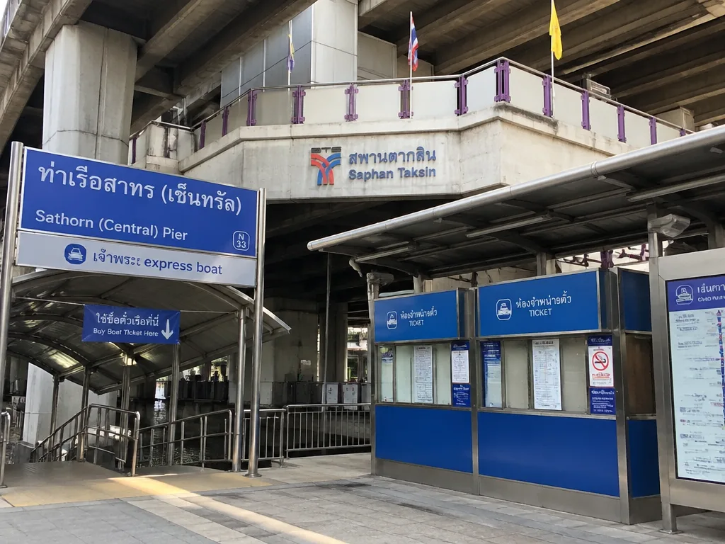 Sathorn central pier with BTS Saphan Taksin connection