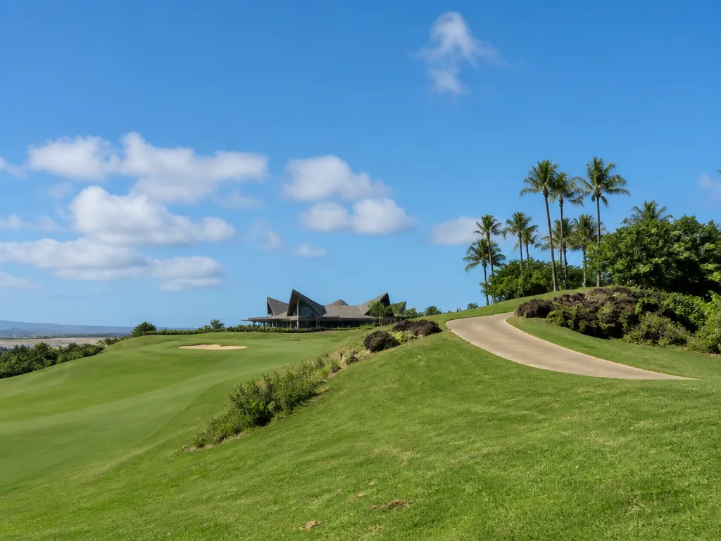 Rolling fairway with dramatic elevation changes at a modern Thai course