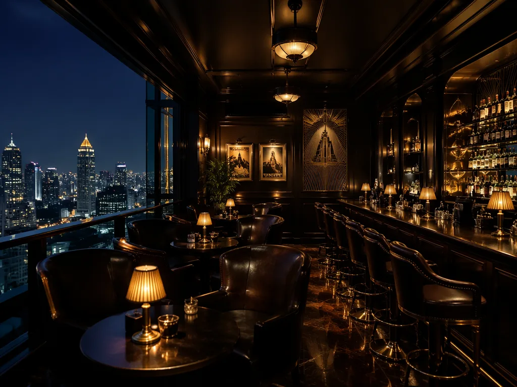 Speakeasy Rooftop Bar at Hotel Muse with 1920s New York interior styling