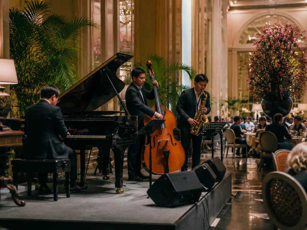 Sheraton Grande Sukhumvit Sunday jazzy brunch live jazz band performing at Rossinis