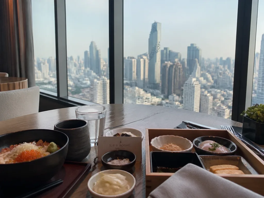 Up and Above restaurant Okura Prestige Bangkok skyline view from 24th floor brunch
