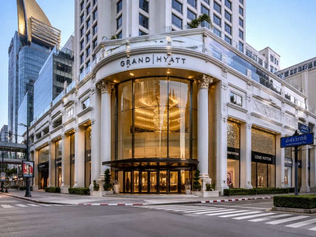 Grand Hyatt Erawan Bangkok hotel above Erawan Shrine intersection