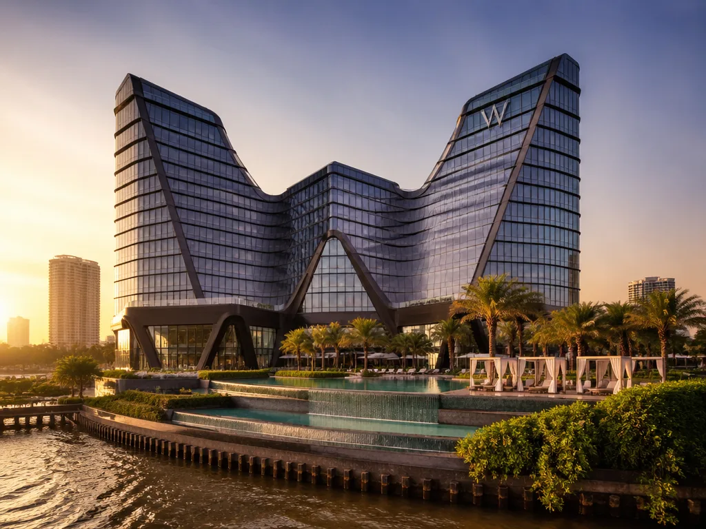Peninsula Bangkok W-shaped tower with riverside infinity pool