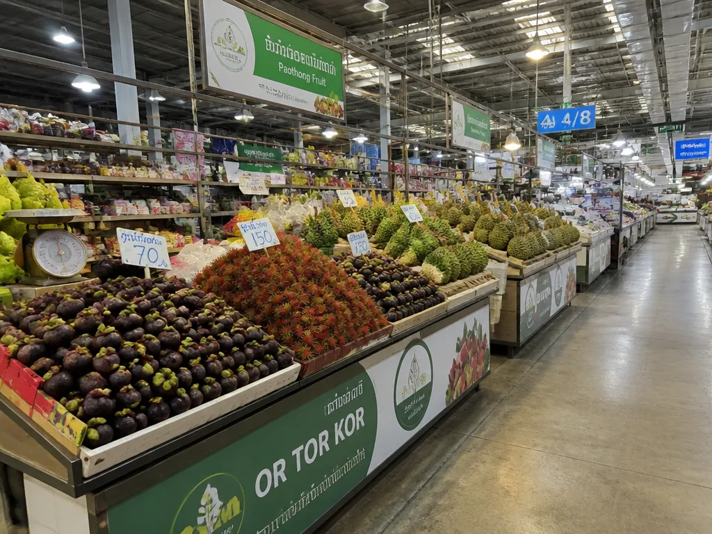 Or Tor Kor covered fresh market interior with fruit stalls