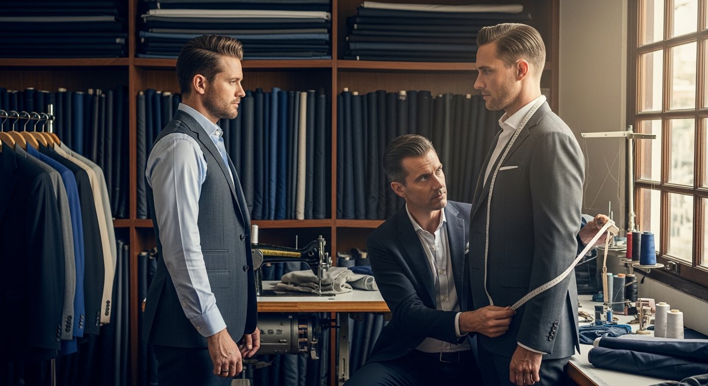 Inside a Bangkok tailor shop with suits on display