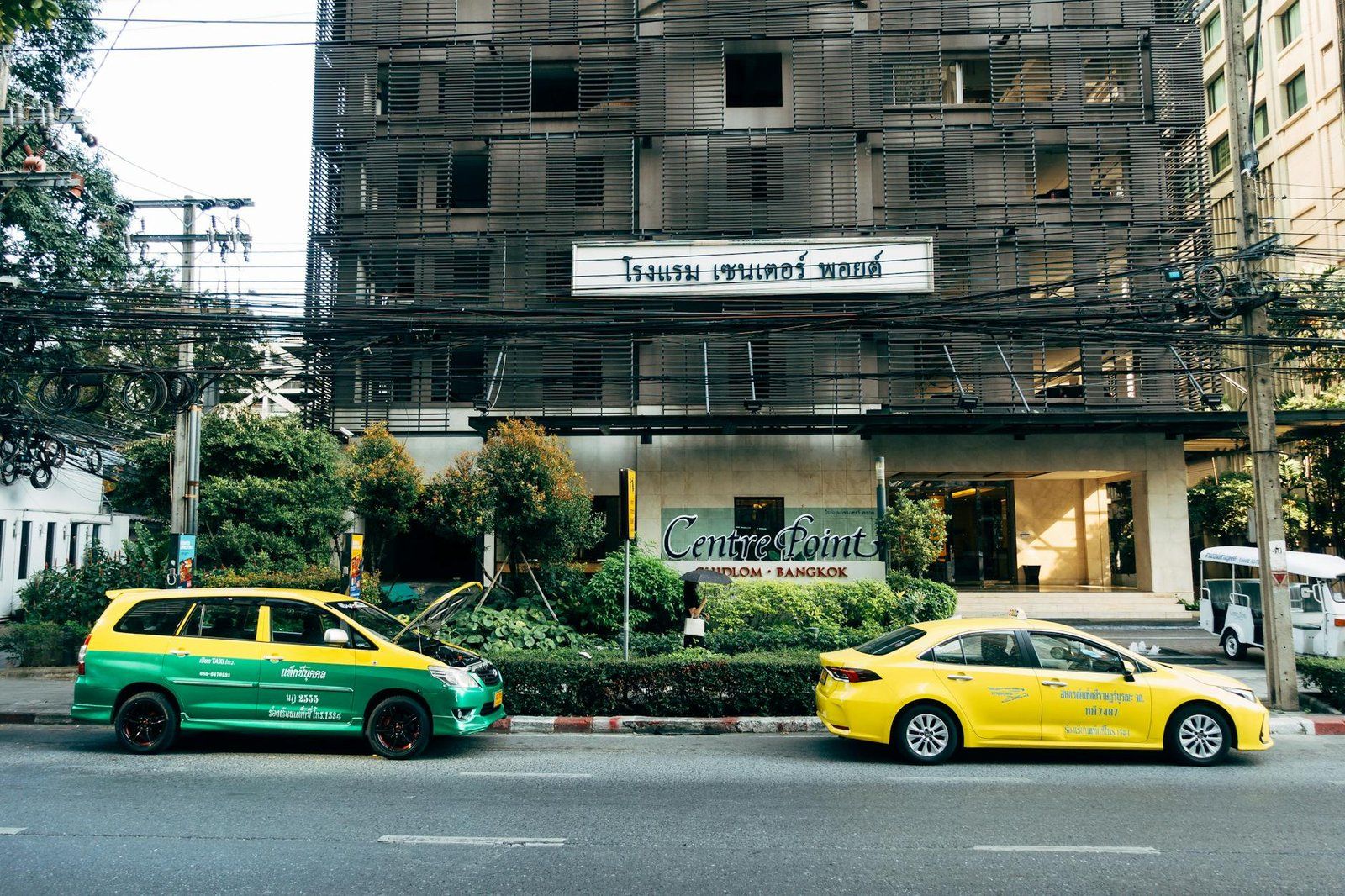 Bangkok taxi street outside Sukhumvit BTS station