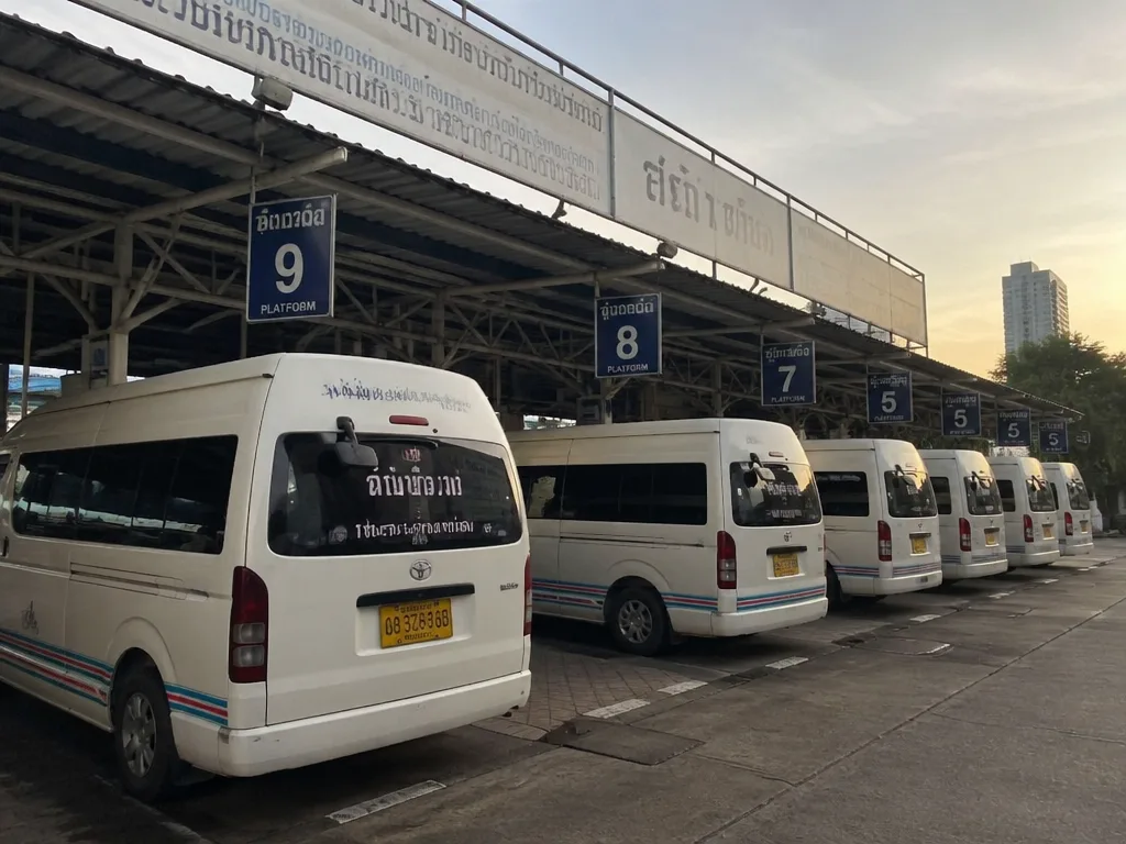 Bangkok Mo Chit minivan terminal early morning weekend departure