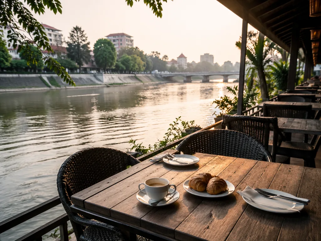 Ping River Chiang Mai cafe terrace morning