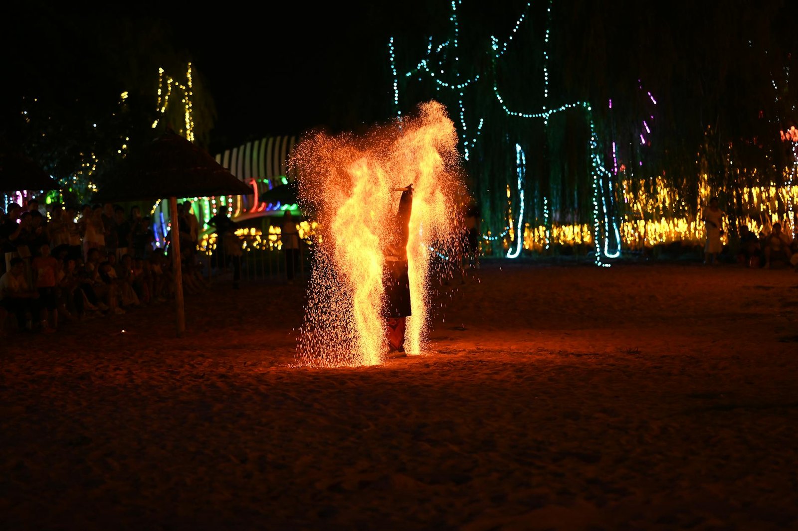 Fire show at a Samui beach bar