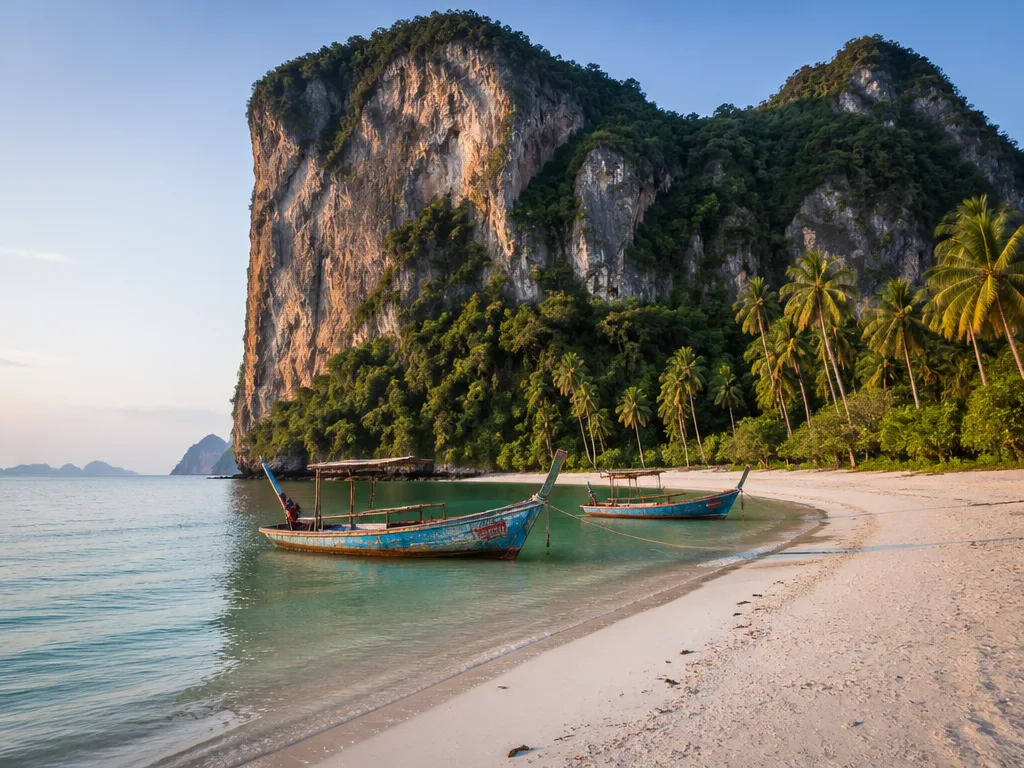 Phra Nang Beach crescent sand limestone cliff backdrop