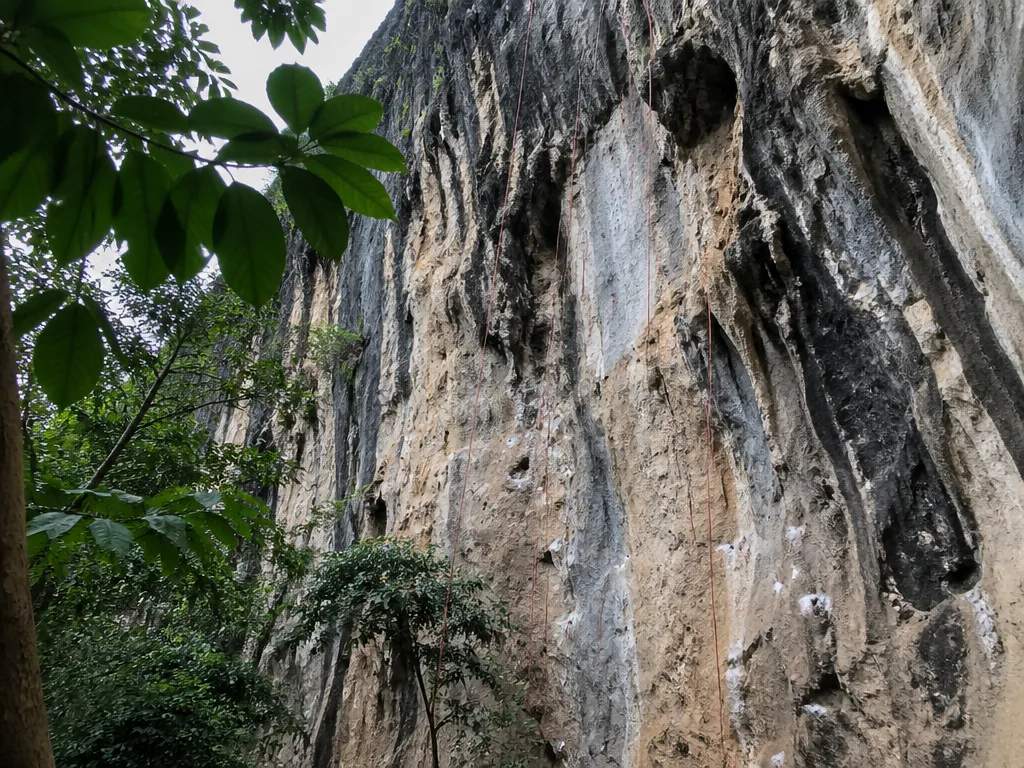 Krabi rock climbing limestone cliff bolted route Railay