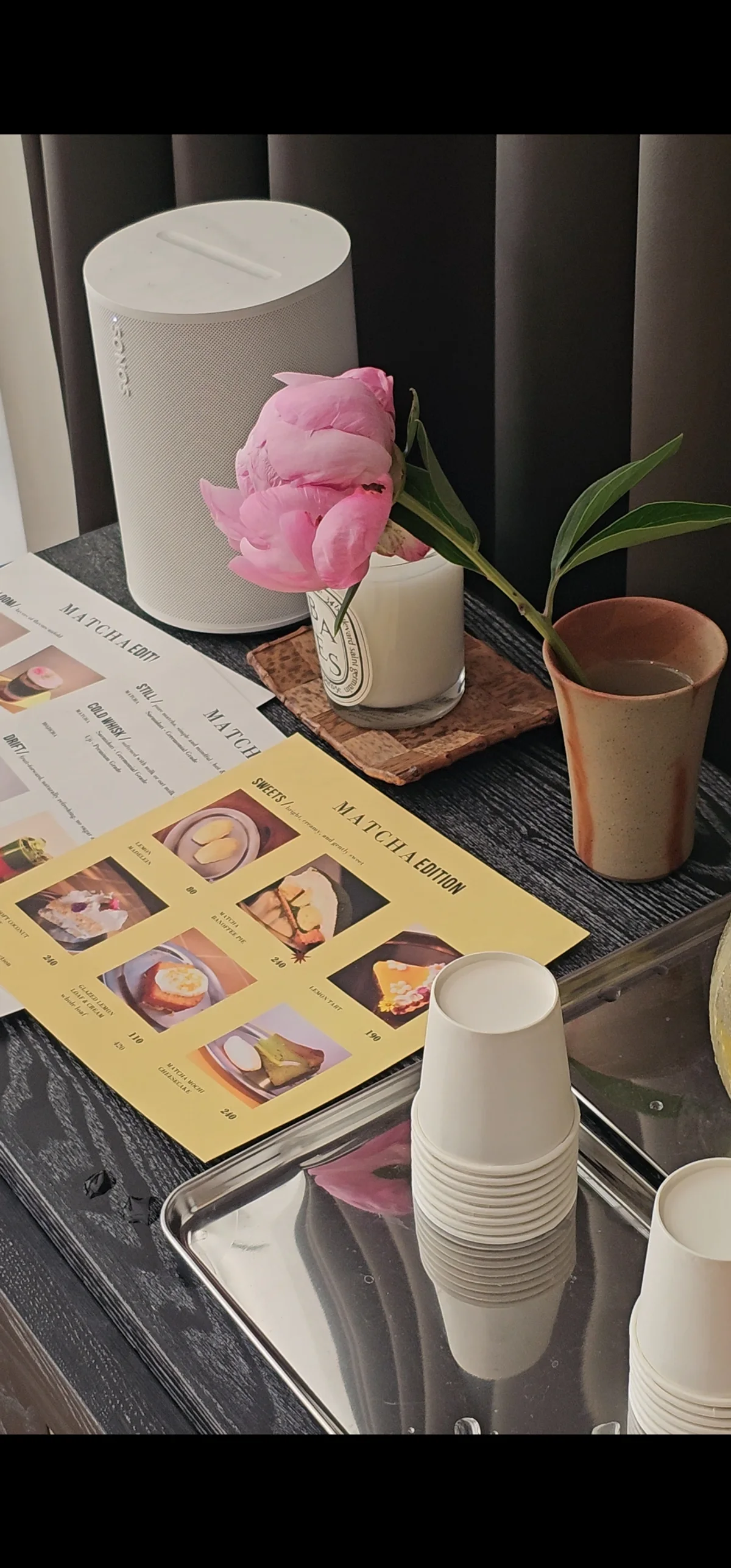 Matcha Edition sweets menu card showing prices in baht