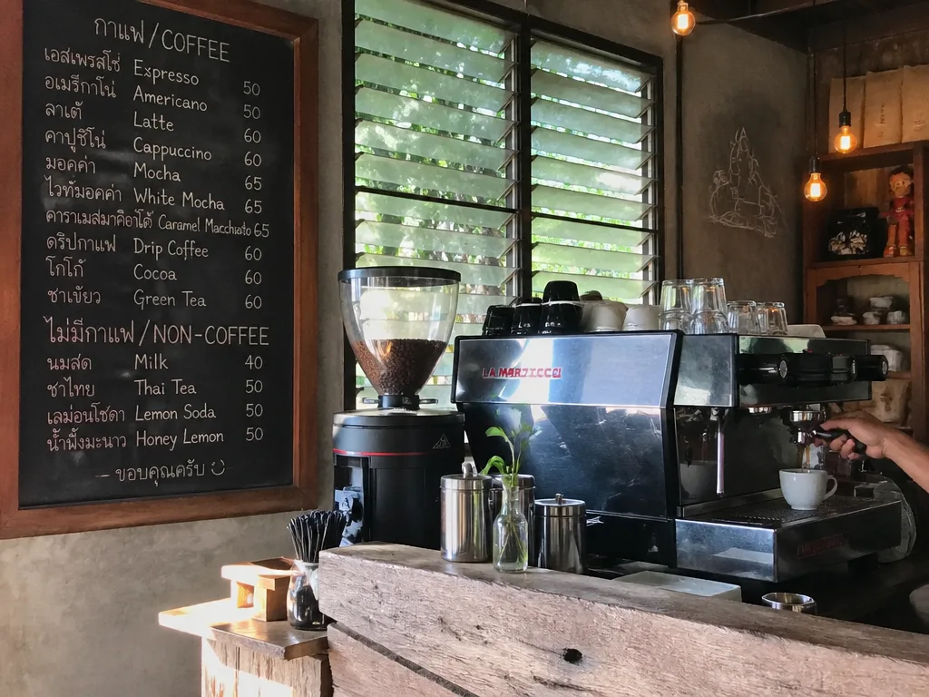 Old Naklua coffee shop with morning light