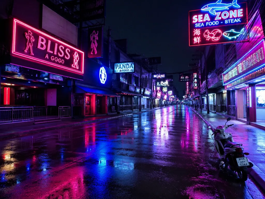 Pattaya Walking Street neon signs at night