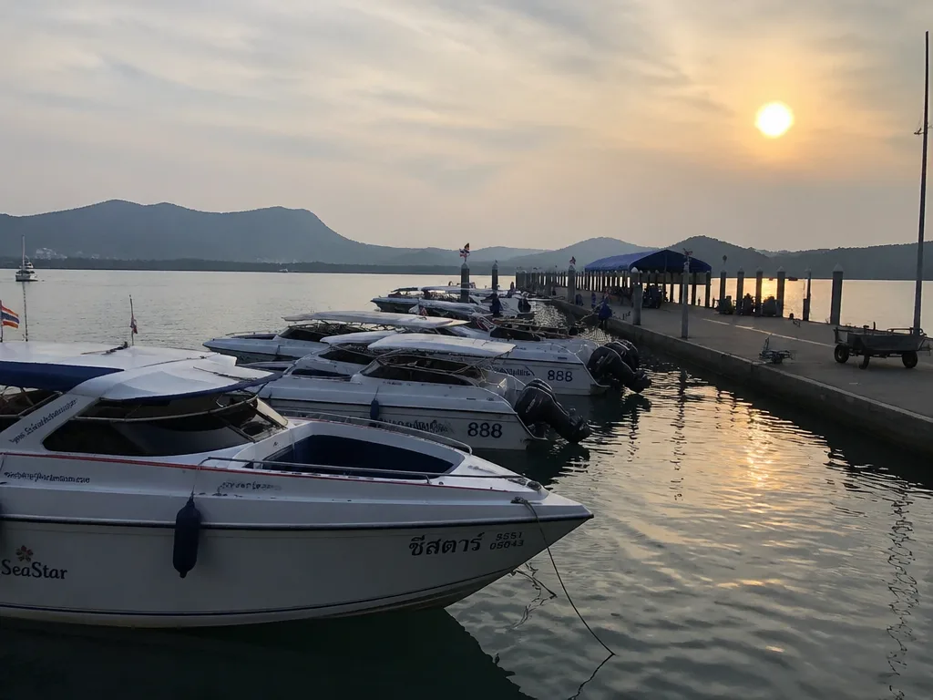 Speedboat departure pier in Phuket at early morning