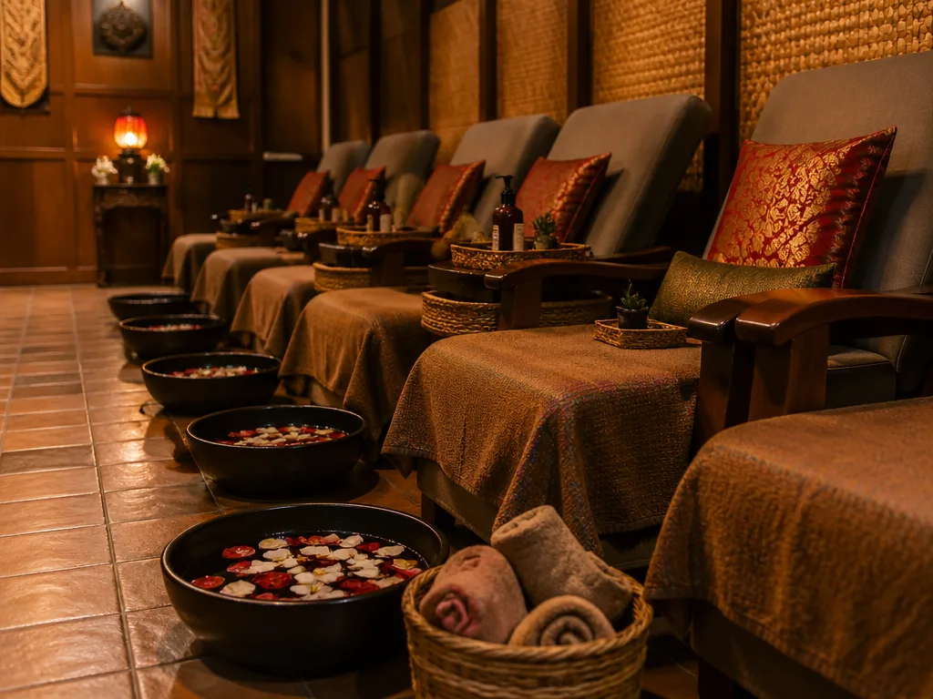 Thai foot massage reclining chair empty spa