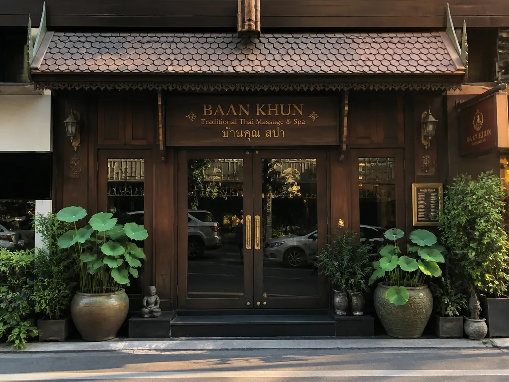 健康地按摩(Health Land)入口的泰式风格门面