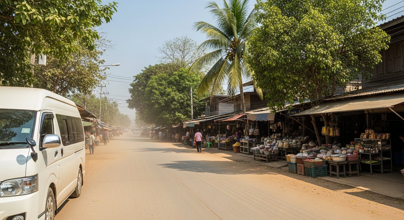 Minivan at a Thai border crossing point