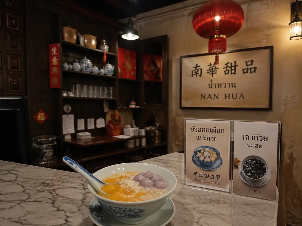 Hidden alley dessert bar with vintage Chinese decor