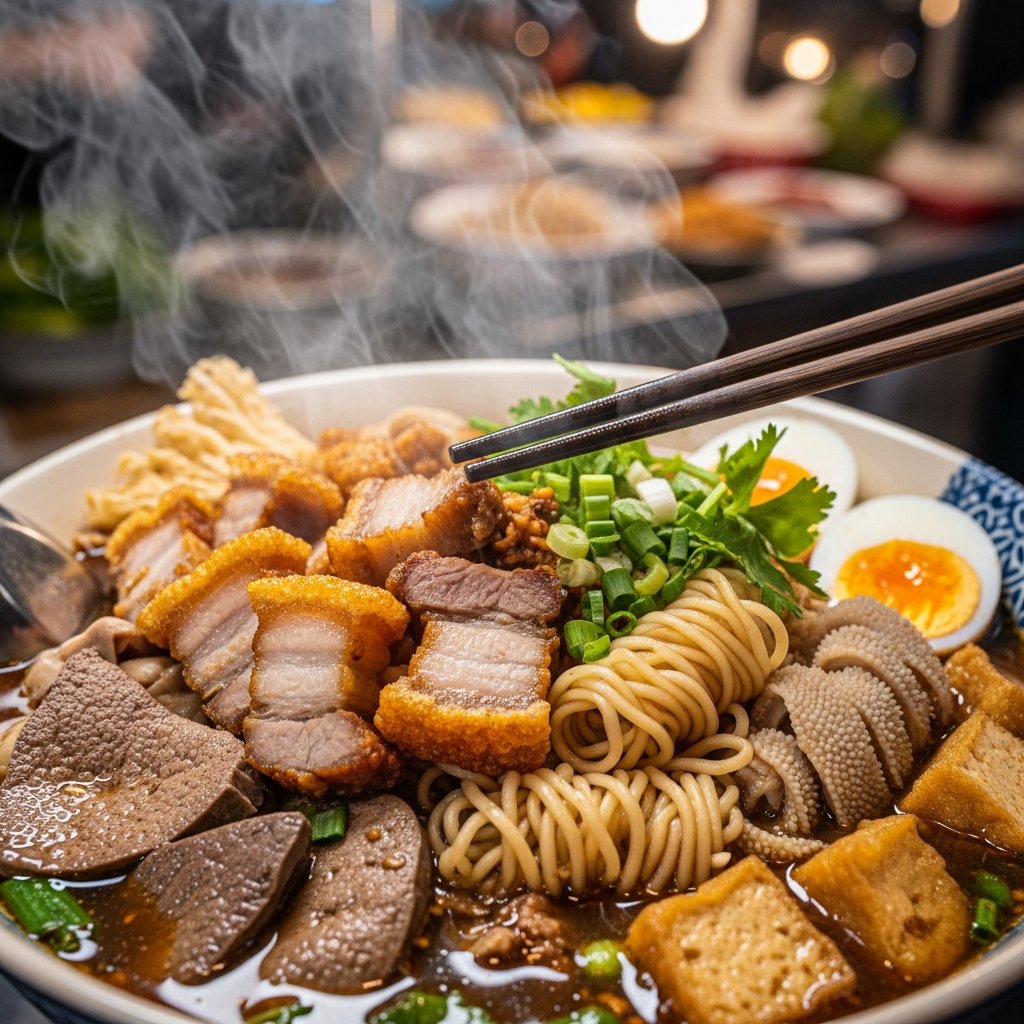 Thai-Chinese street food close-up